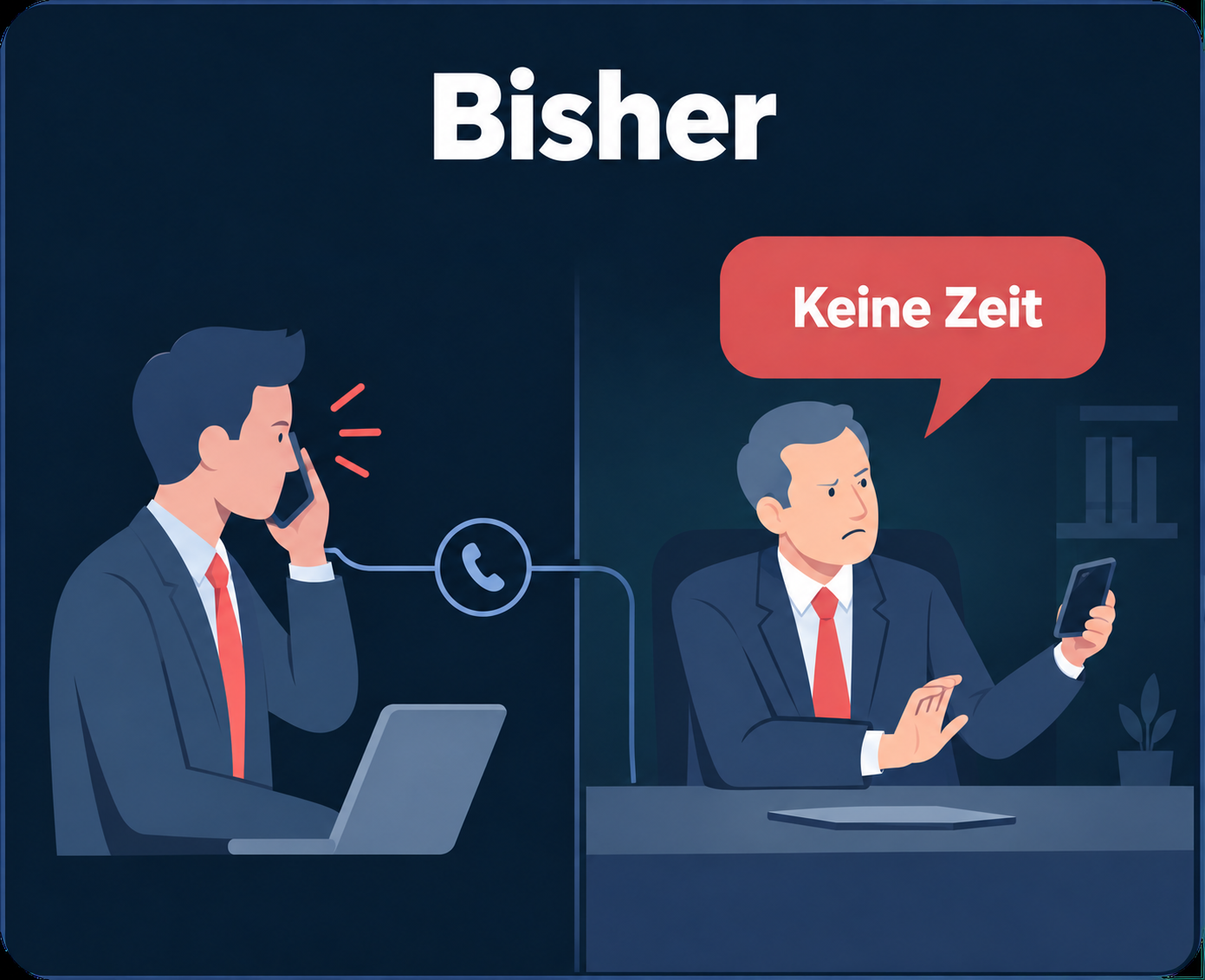 Bisher: Ein Verkäufer ruft einen Kunden an, der keine Zeit hat